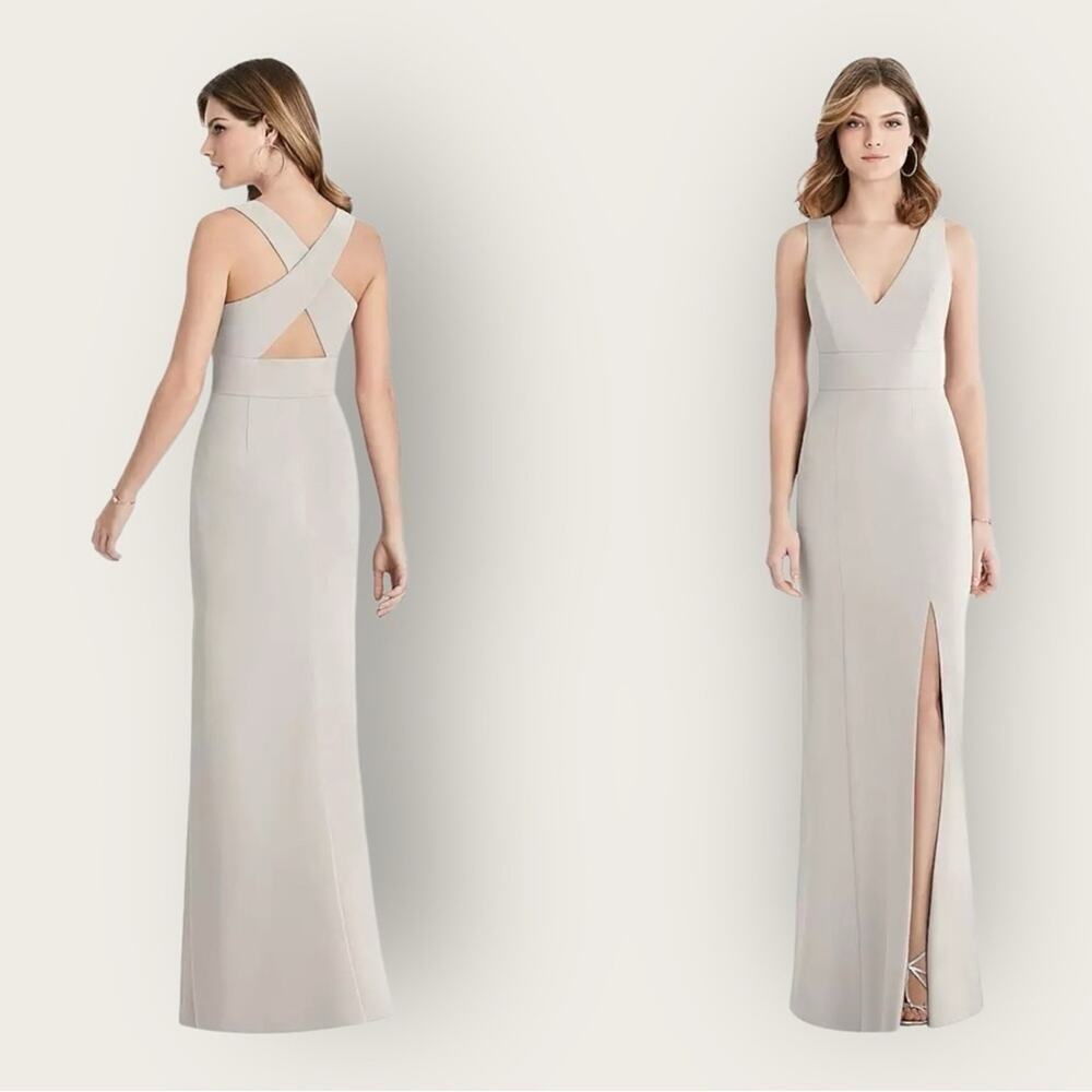 NWT | After Six | Criss Cross Back Trumpet Gown | Palomino | Size 4